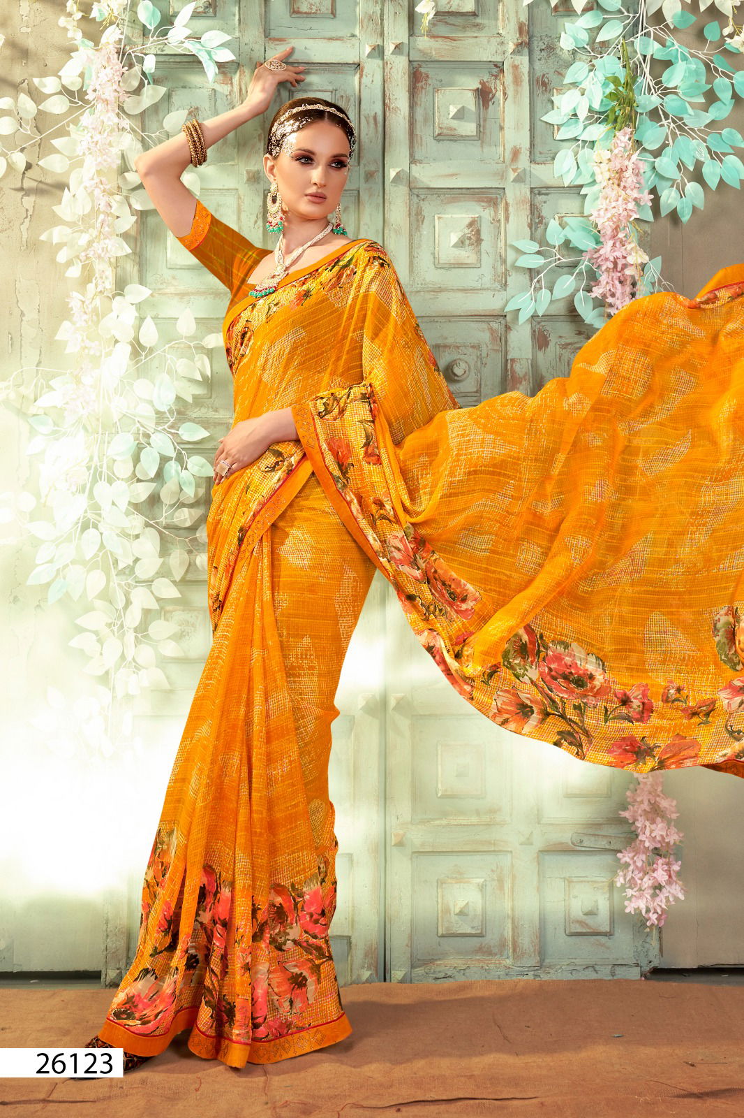 Priyanshi By Vallabhi Readymade Blouse Georgette Sarees Wholesale Online
